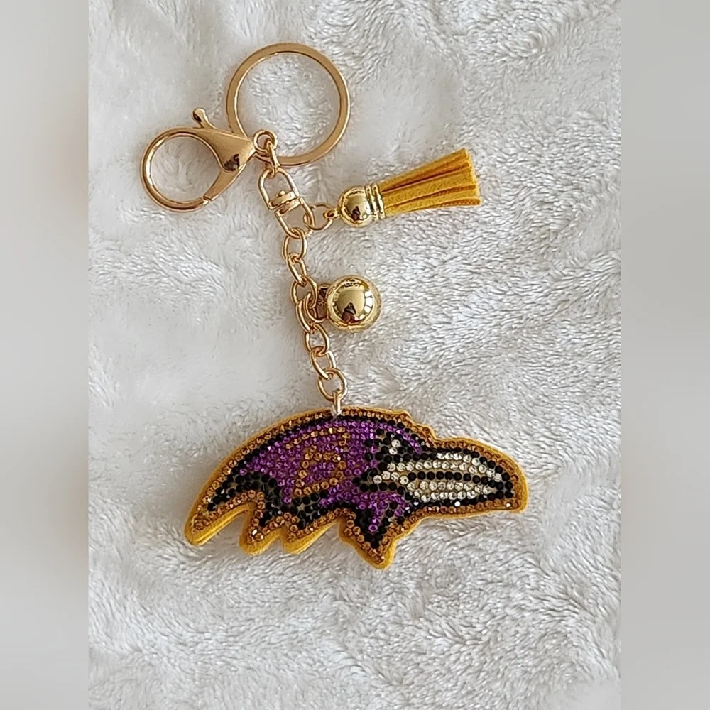 Baltimore Ravens Gold and Purple Keychain Bag Charm